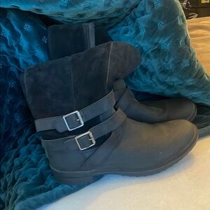 UGG Black Combat Boots with Buckle Straps